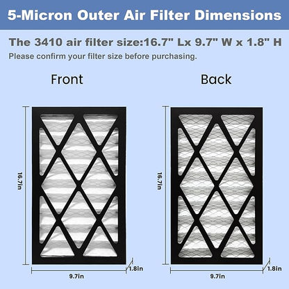 2 Pack 5-Micron Outer Air Filter Replacement Compatible with WEN 3410, POWERTEC AF4000, Shop Fox W1830, Grizzly G0738 Air Filtration System for Workshop, Part 90243-027-2