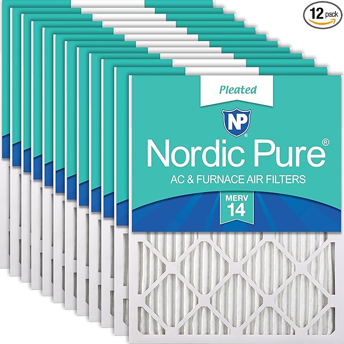 Nordic Pure 16x25x1 (Actual Size: 15 1/2 x 24 1/2 x 3/4) Pleated MERV 14 Air Filters 12 Pack