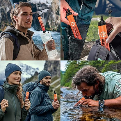Emergency Water Filter Straw, Personal Survival Water Filtration System, Water Purifier, Outdoor Survival Gear and Equipment for Hiking Camping Accessories Cycling Fishing Preparedness (3PCS)