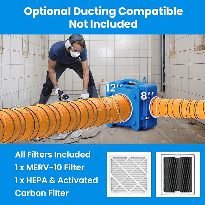CADPXS Shield-550 Air Scrubber, Negative Machine Airbourne Cleaner HEPA Scrubber Water Damage Restoration Equipment Air Purifier