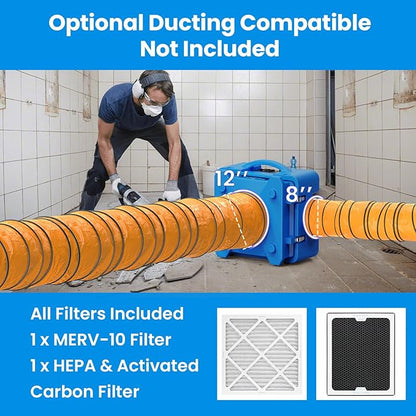CADPXS Shield-550 Air Scrubber, Negative Machine Airbourne Cleaner HEPA Scrubber Water Damage Restoration Equipment Air Purifier