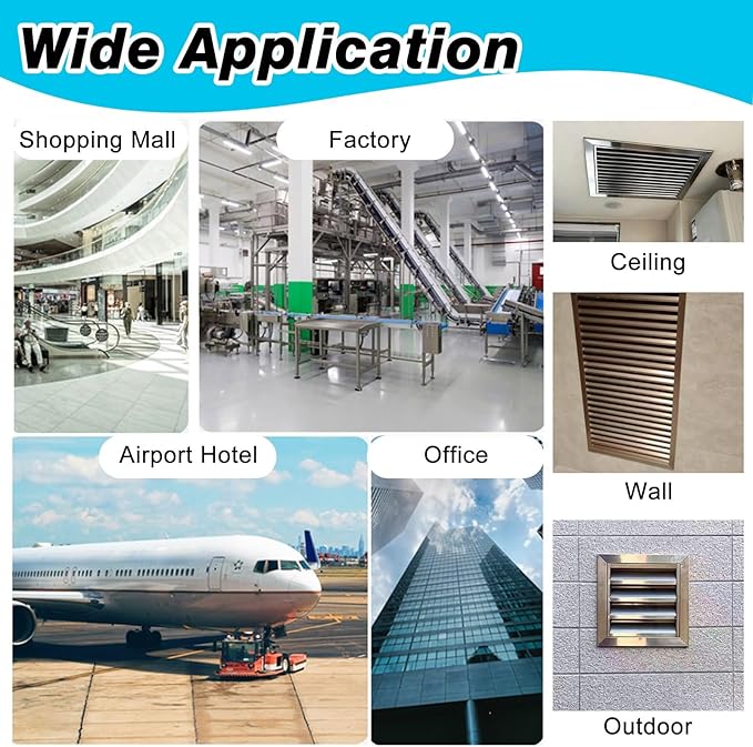 Square Stainless Steel Vent Grille with Removable Filter Mesh, Weatherproof Louver Air Return Vent Cover for Home/Shed/Garage/Roof(19x19in/48x48cm)