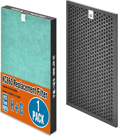 Air Filter Replacement Compatible with Sharp KC860U Air Purifier | Particulate Filter + Activated Carbon | Fits FZ-C150HFU | （1SET）