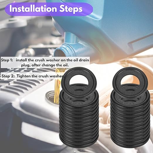 50PCS Rubber Oil Drain Plug Gasket Replacement for GMC Buick Cadillac Chevrolet Oil Crush Washer 12616850 (M12-GMC)