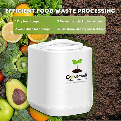 Electric Composter for Kitchen, Large Smart Compost Bin with 2 Carbon Filters, Quick Compost Maker Turn Food Waste to Fertilizer,Odorless/Auto-Clean/Out-Indoor,2025 Newer Home Countertop Compost Gifts