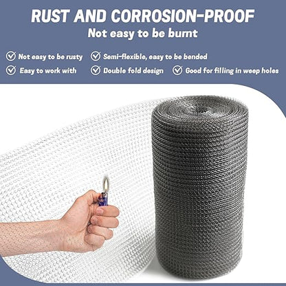6" X 50 ft 304 Stainless Steel Mesh, Wire Mesh for Plants, Hole Fill Fabric Gap Blocker, Double Layer Metal Mesh Roll, Flexible Stretchy for Garden House and DIY (D-6" X 50 ft)
