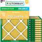 Filterbuy 20x24x1 Air Filter MERV 11 Superior Pet & Allergy Defense (12-Pack), Electrostatic Pleated HVAC AC Furnace Filters Replacement, Made in USA (Actual Size: 19.38 x 23.38 x 0.75)