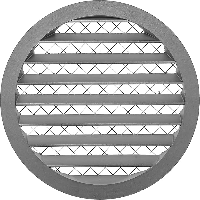 Repa Market 8" Gray Vent Cover - Aluminum - Industrial Round Air Louver - Metal Soffit Vent with Screen - Mesh - Round Grille for House Or Garage Wall- (8" Inch, Gray)