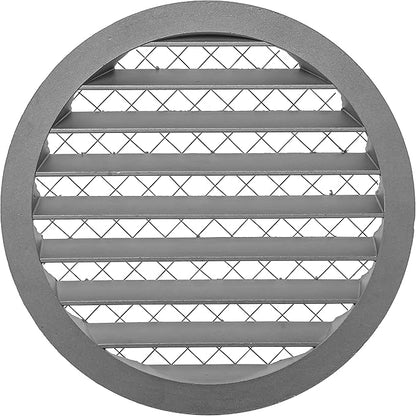 Repa Market 8" Gray Vent Cover - Aluminum - Industrial Round Air Louver - Metal Soffit Vent with Screen - Mesh - Round Grille for House Or Garage Wall- (8" Inch, Gray)