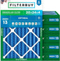 Filterbuy 20x24x4 Air Filter MERV 13 Optimal Smoke & Allergy Defense (6-Pack), Electrostatic Pleated HVAC AC Furnace Filters Replacement, Made in USA (Actual Size: 19.38 x 23.38 x 3.63)