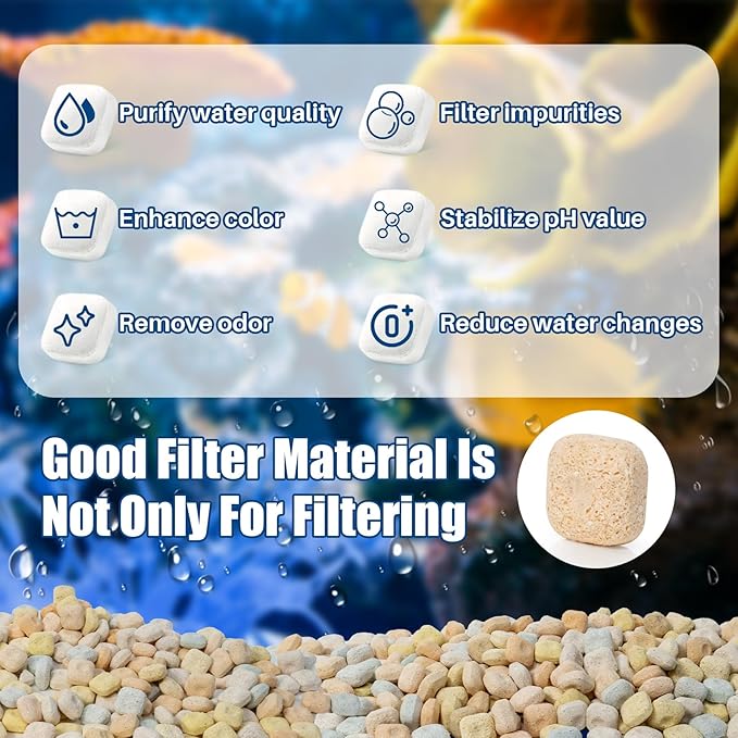 MAQIHAN Aquarium Bio Filter Media - 300g Ceramic Rings Balls, Porous Bio Media Brick for Fish Tank, Pond & Canister Filter, High Porosity Macaron Color (10oz)