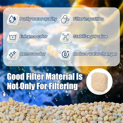 MAQIHAN Aquarium Bio Filter Media - 300g Ceramic Rings Balls, Porous Bio Media Brick for Fish Tank, Pond & Canister Filter, High Porosity Macaron Color (10oz)