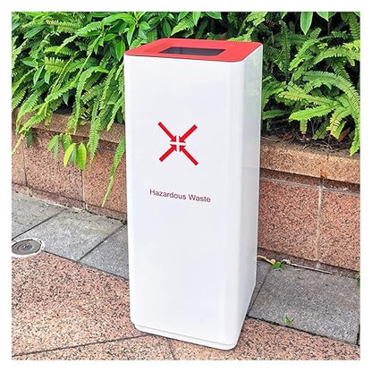 GLigeT Outdoor Trash can White Combined Trash Can Large-Capacity Square Sorting Trash Can Outdoor Direct Throw Trash Can Without Cover, Anti-Fingerprint Technology 48L Trash Can (Size : D)