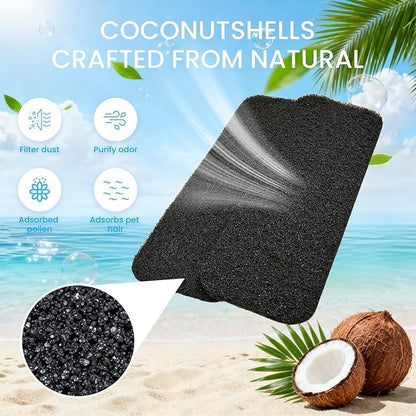 20pcs Coconut Carbon Ceiling Fan Filters for Blades, Easy-Stick Strong Fixity Activated Filter Pad for Ceiling Fan, Universal Fit Carbon Fan Blade Filters for Cleaner Air, Black