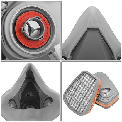 AirGearPro G-500 Reusable Respirator Mask with A1P2 Filters | Anti-Gas, Anti-Dust | Gas Mask Ideal for Painting, Woodworking, Construction, Sanding, Spraying, Chemicals, DIY etc