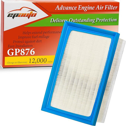 EPAuto GP876 (CA11876) Engine Air Filter, Replacement for Audi A3, A3 Quattro, Q3, S3, TT, TT Quattro; Volkswagen Golf, GTI, Jetta GLI, Arteon - Fit Select Models (2014-2025)