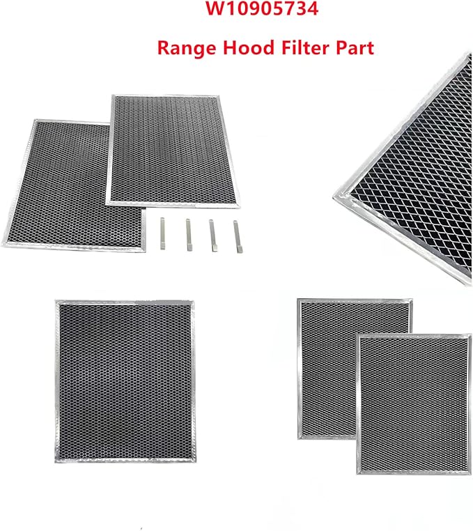 W10905734 Range Hood Filter Part Replacement for whirlpool range hood charcoal filter AP6050126, 4533728, PS12070219,charcoal filter w10905734 (2 pack,double-sided)