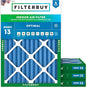 Filterbuy 14x20x2 Air Filter MERV 13 Optimal Smoke & Allergy Defense (4-Pack), Electrostatic Pleated HVAC AC Furnace Filters Replacement, Made in USA (Actual Size: 13.50 x 19.50 x 1.75)