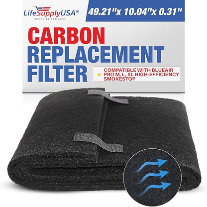 Cut to Fit Activated Carbon Filter Sheet 10x49" Compatible with Honeywell Furnace HVAC, Universal Air Purifier Charcoal Filter Roll for HVAC, AC, Window, Range Hood by LifeSupplyUSA
