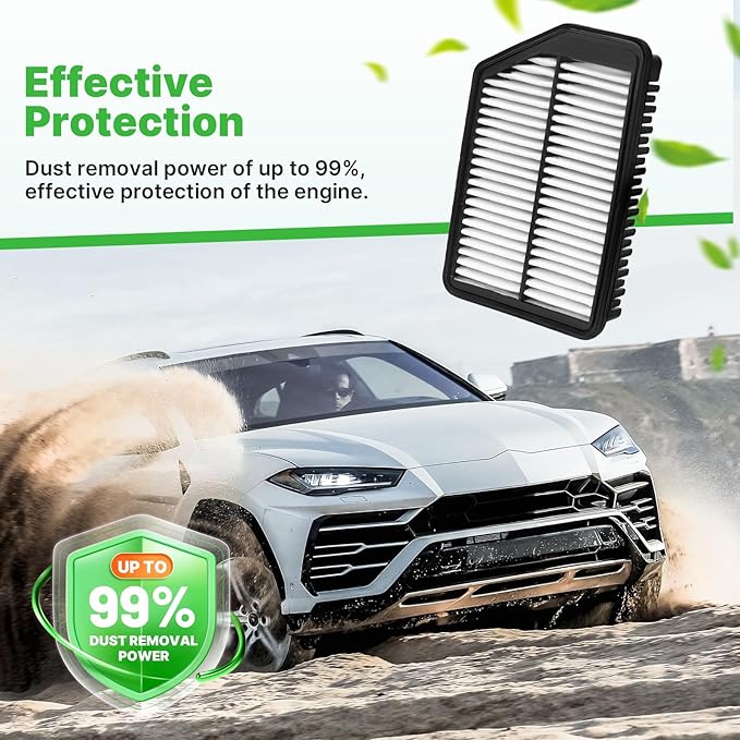 Engine+Cabin Air Filters Set Fit for 2011-2016 Hyundai Elantra 1.8L, 2014-2017 Elantra Gt L4 2.0L, 2014-2018 Kia Forte5 2.0L Engine Air Filter Replacement Accessories CF10728 28113-3X000