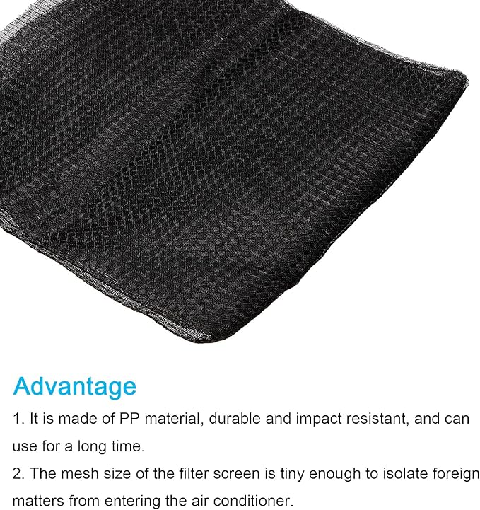 PATIKIL 47.2" x 23.6" Air Conditioner Air Filter Material, 2 Pack Plastic Dustproof Filtering Mesh Screen Replacement for Air Conditioning, Black