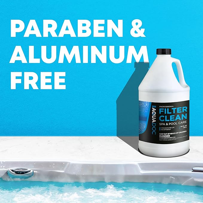 AquaDoc Spa & Hot Tub Filter Cleaner Soak - 64oz - Pool Filter Cleaner & Cartridge Cleaning Solution - Made in USA