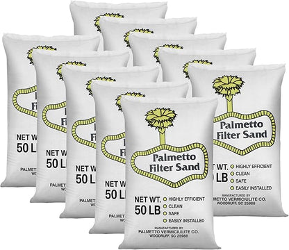 Palmetto 10 Pack Pool Filter Sand, Clean and Clear Water, Natural Sand for Residential and Commercial Pool Sand Filter Pumps, 50 Pound