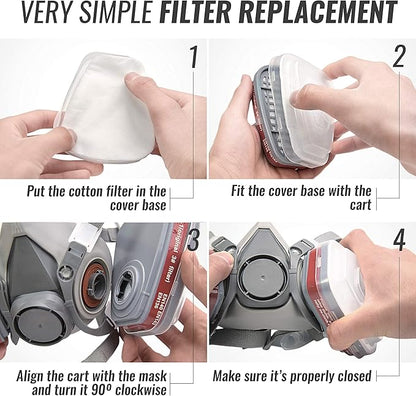 Replacement Carbon Filters for Respirator Masks, Pair, Protective Air Filtration Cotton Layering with Canisters for Painting, Carpentry, Outdoor Landscaping, and DIY Projects. 8 Pieces