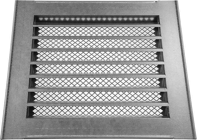 Repa Market 8" x 8" Inch (Inner Dimensions) Galvanized Steel Soffit Vent Cover - Louvered Square Gable Vent with Mesh Screen - Intake/Exhaust Ventilation Grill - HVAC Ducting Return Air Vent Cover