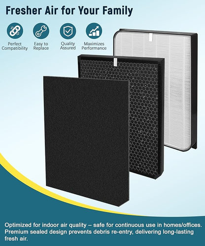 6-Pack AD3000/AD3500 Replacement Filter Compatible with Air Doctor 3000, 3000M, 3000Pro and 3500 Air Purifiers - 1 Premium Filter + 1 Carbon Filter + 4 Pre-Filters