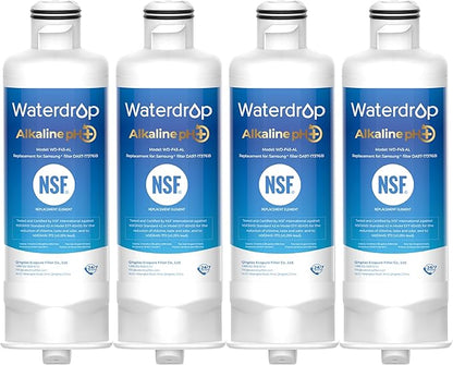 Waterdrop Alkaline DA97-17376B Water Filter, Enhances pH, Replacement for HAF-QIN/EXP, DA97-08006C, RF28R7201SR, RF28R7351SG, WD-F45-AL, 4 Filters