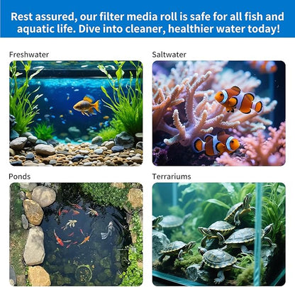 2" Thick Koi Pond Filter Pad, 18" x 36" Fish Pond Filters for Outdoor Ponds, Pond Filter Media, Pond Filter Material White Bulk Roll-Cut to Size-Fit for Aquarium Filter Floss