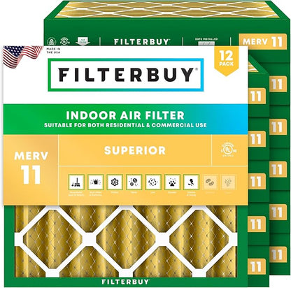 Filterbuy 19x19x4 Air Filter MERV 11 Superior Pet & Allergy Defense (12-Pack), Electrostatic Pleated HVAC AC Furnace Filters Replacement, Made in USA (Actual Size: 19.00 x 19.00 x 3.63)