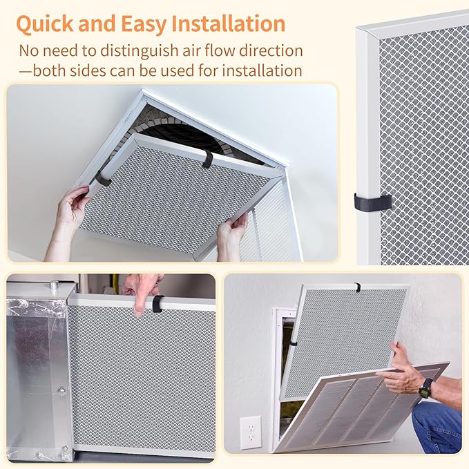 2-Pack 20x23x1 MERV 8 Reusable & Washable Electrostatic Air Filters - Long-Lasting Filter for HVAC, Furnace & Air Conditioner Units, Actual Size: 19-5/8” x 22-5/8” x 7/8”