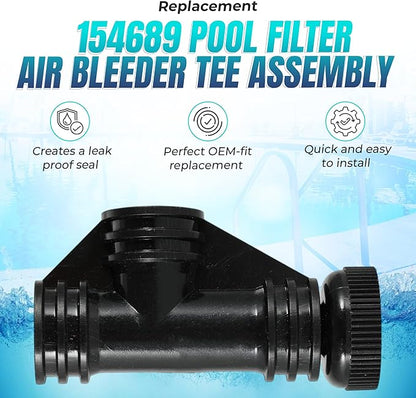 Replacement 154689 Pool Filter Air Bleeder Tee Assembly Compatible with Pentair Triton II TR140, TR50, TR60, TR100 | Air Filter Replace for S7S50, S8S70 | Pool Accessories for Sand Filters, 5 Pack