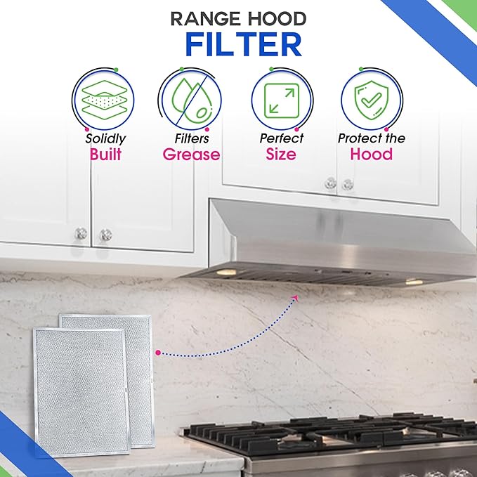 Bagean Stove Hood Vent Filter 11.81"x17.32" BPS1FA36 Compatible with Broan Range Hood Filter Replacement - Fit's Allure Range Overhead Aluminum Screen - Blocks Grease & Filters Over Oven Air (2-Pack)