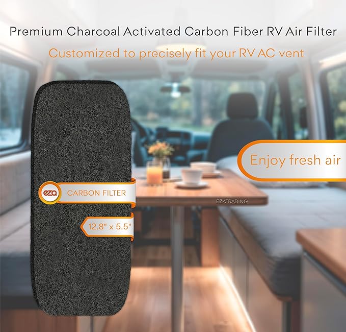 RV Premium Charcoal Activated Carbon Fiber Air Conditioner Filter - Air Duct AC Carbon Filter Replacement for RV AC Vent (2 Pack, 12.875” x 5.5”)