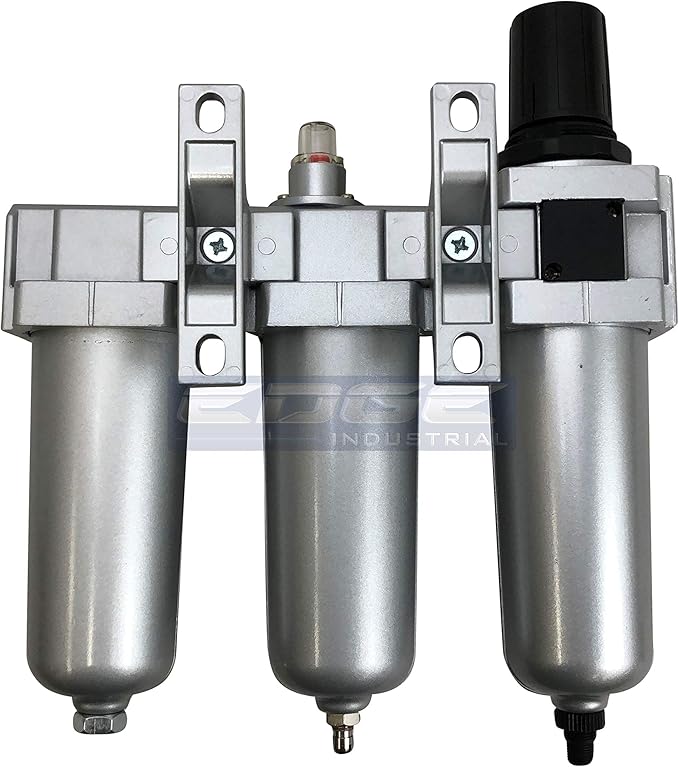 3 STAGE, HEAVY DUTY INDUSTRIAL GRADE FILTER REGULATOR COALESCING DESICCANT DRYER SYSTEM FOR COMPRESSED AIR LINES, METAL BOWLS, GREAT FOR PAINT SPRAY AND PLASMA CUTTER (3/4" NPT, AUTO DRAIN)