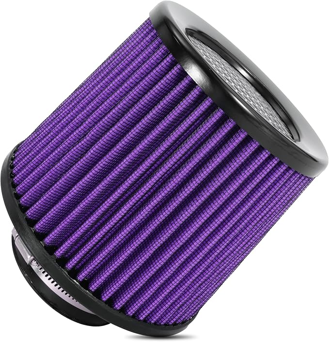 Cold Air Intake Filter High Performance Washable Filter Clamp-On Replacement Air Filter Flange Diameter 3inch/76mm Purple