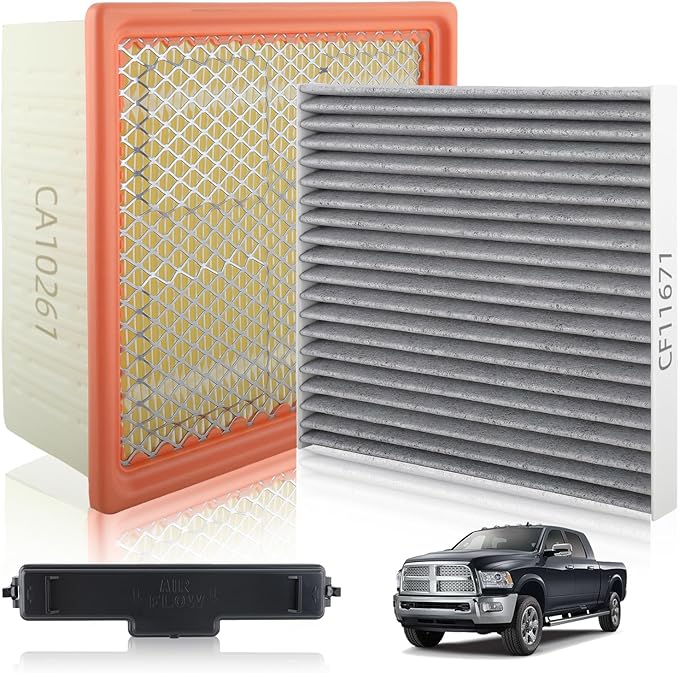 AUTOKAY Cabin Engine Air Filter kit Fits for Ram 2500 3500 4500 5500 6.7L 2016-2025 6.4L 2019-2025 RE# CF11671 CA10261 68318365AA 53034051AB 68406048AA 68517554AA C25858 AF27684 EG2161P11 PA4318