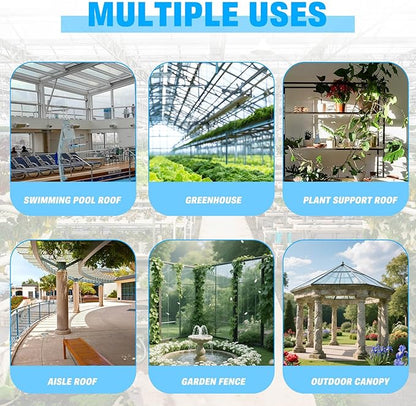 14 Pack Polycarbonate Greenhouse Panels, 4' x 2' x 0.24" Twin-Wall Polycarbonate Sheets for All Weather Green house Covering, Clear Greenhouse Panels, Excellent Light Transmission & Weather Resistance