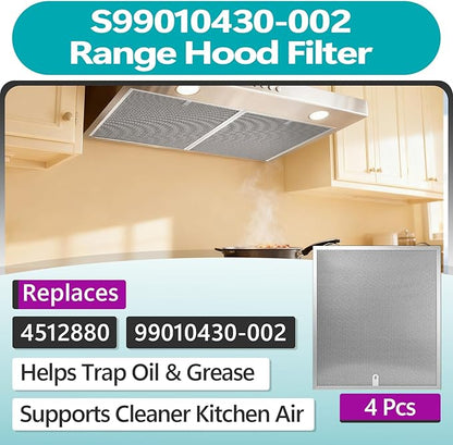 4 Pcs S99010430-002 Range Hood Filters Compatible with Broan-Nutone HPF30 Aluminum Mesh Grease Filter, Replaces 99010430-002, 4512880, 15.75''x13.78''x0.36''