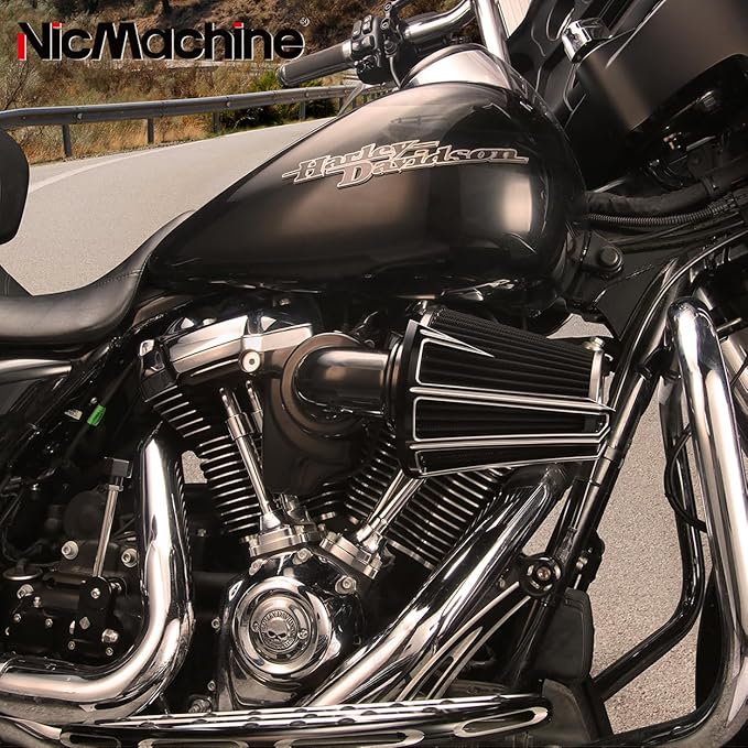 Big Sucker cone Air filter intake for harley air Cleaner Sportster Softail fatboy heritage dyna touring street road king Glide (Gauge style -Black, TypeD : Touring M8 17-UP, Softail 18-UP)