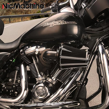 Big Sucker cone Air filter intake for harley air Cleaner Sportster Softail fatboy heritage dyna touring street road king Glide (Gauge style -Black, TypeB: Touring 01-07, Softail Dyna 99-15)