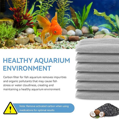A1384 Activated Carbon Inserts for AquaClear 50 Filter, Aquariu Filter Replacement Media for Fluval up to 30-50 Gallons Aquariums, Fish Tank Activated Charcoal for Remove Odors, 6 Pack(80g/Bag)
