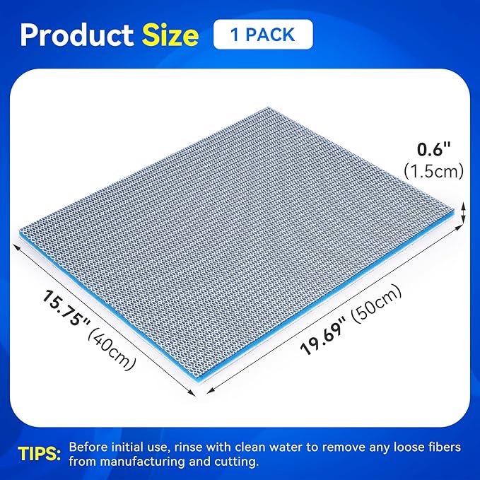 Borlech 8-Layer Fast-Acting Aquarium Filter Pad - Cut-to-Size Aquarium Floss Media for Fish Tank, Pond, Sump - Fast Water Polishing in Hours (19.7"x15.75"x0.6")