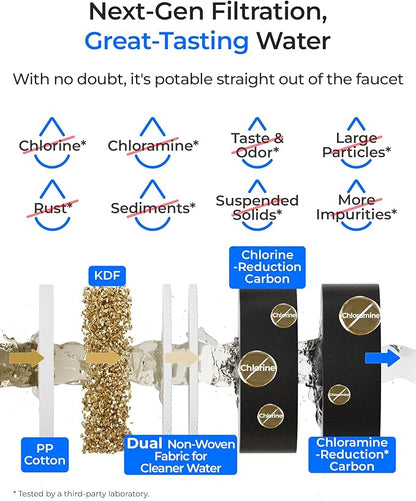Waterdrop DLB Under Sink Water Filter, Reduces Chlorine, Chloramine, PFAS, Bad Taste, Under Sink Water Filtration System with Separate Faucet,Water Filter for Sink Faucet,Life Indicator, Quick Change