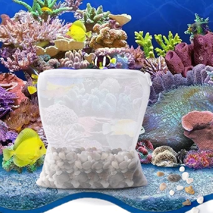 Segarty Aquarium Media Bags, 10PCS 7.7x5.9in Nylon Mesh Aquarium Filter, Media Bags with Plastic Zipper, Fish Tank Net Bags for Pellet Carbon, Bio Balls, Ceramic Rings, Ammonia Remover, White