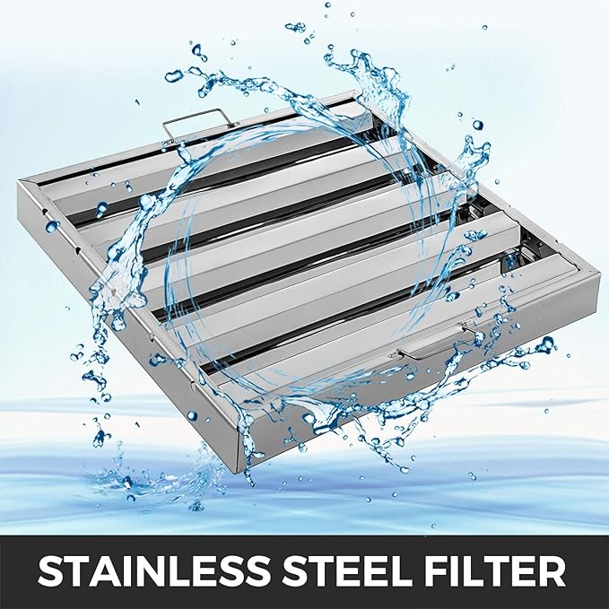 VBENLEM Pack of 6 Hood Filters 19.5W x 24.5H Inch, 430 Stainless Steel 4 Grooves Commercial Hood Filters, Range Hood Filter for Grease Rated Commercial Kitchen Exhaust Hoods