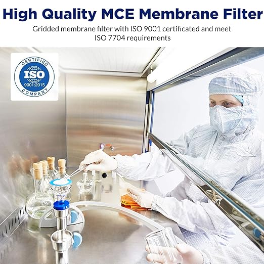 Membrane Solutions MCE Gridded Membrane Filter, Mixed Cellulose Esters Membrane Filter, Sterile Individual Pack Membrane Disc Filter, Diameter: 47 mm, Pore Size: 0.45 um, (800 Pack)